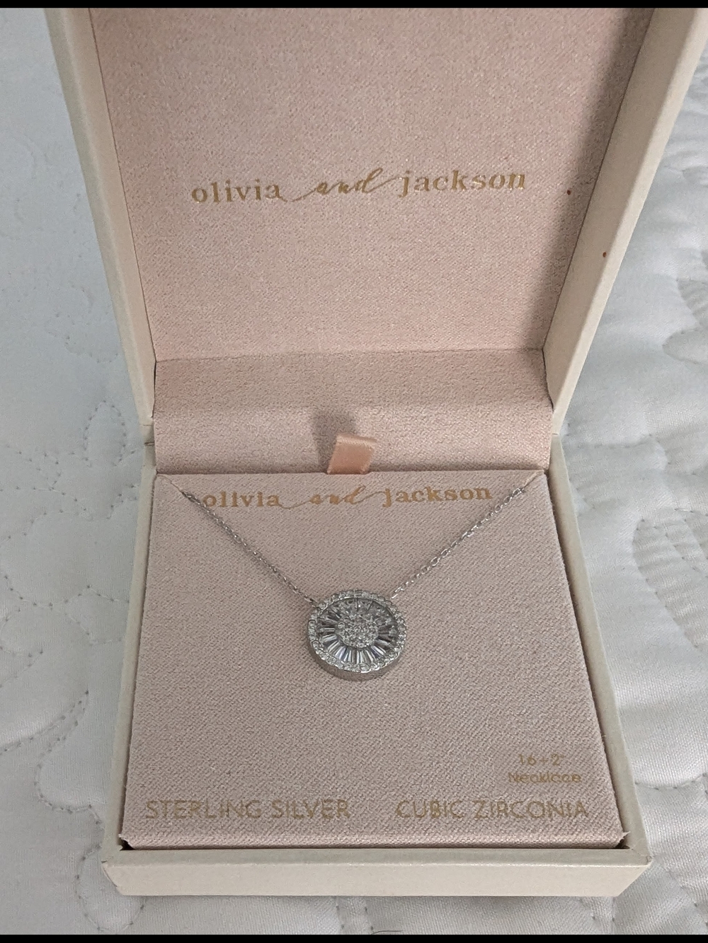 Sterling Silver Round CZ Pendant Necklace in Silver